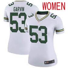 Women Green Bay Packers #53 Jonathan Garvin Nike White Game NFL Jersey->women nfl jersey->Women Jersey